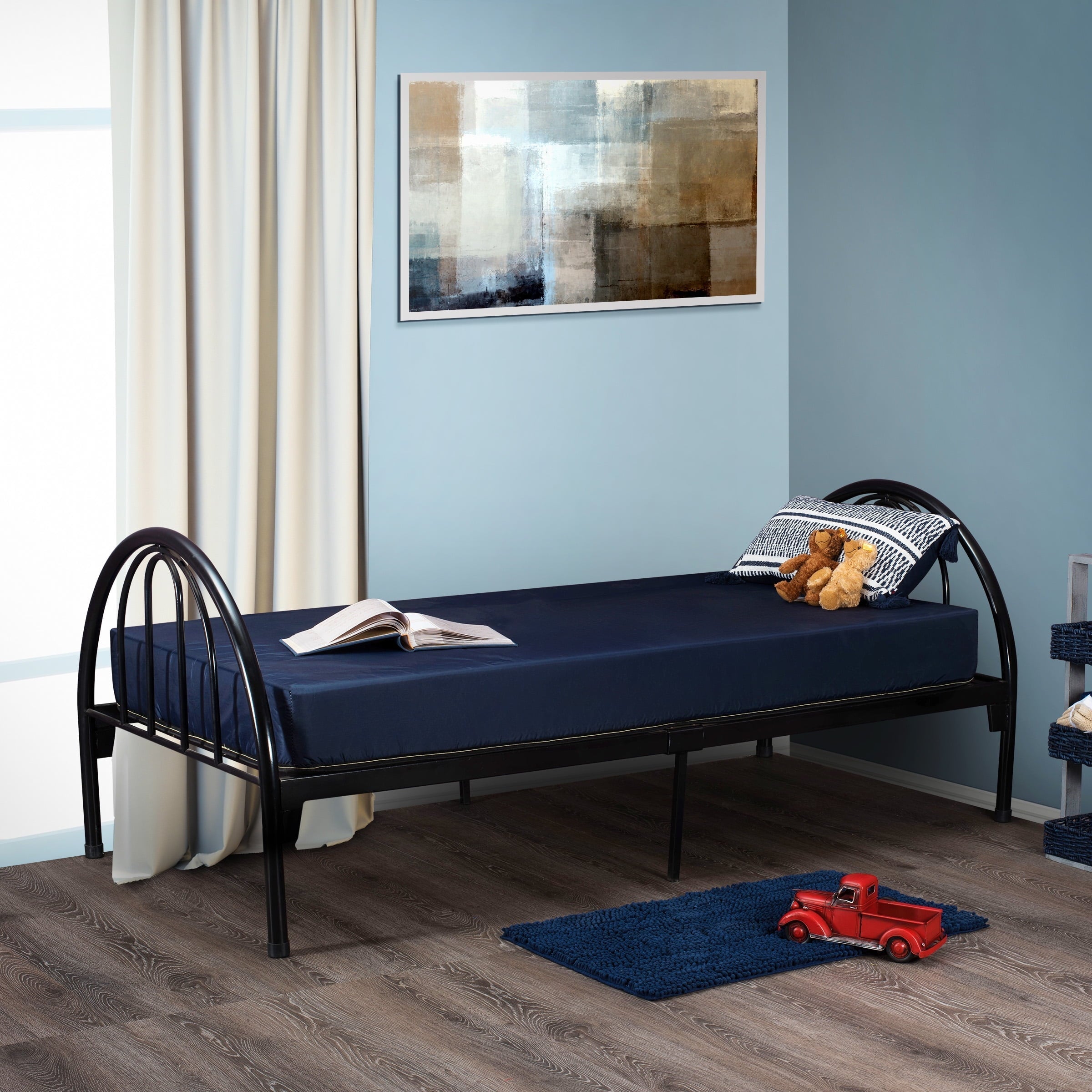 Fortnight Bedding 6 Inch Foam Mattress with Blue Nylon Cover Great For Student, Camping, Medical Pre-owned Made In USA (36X74X6)