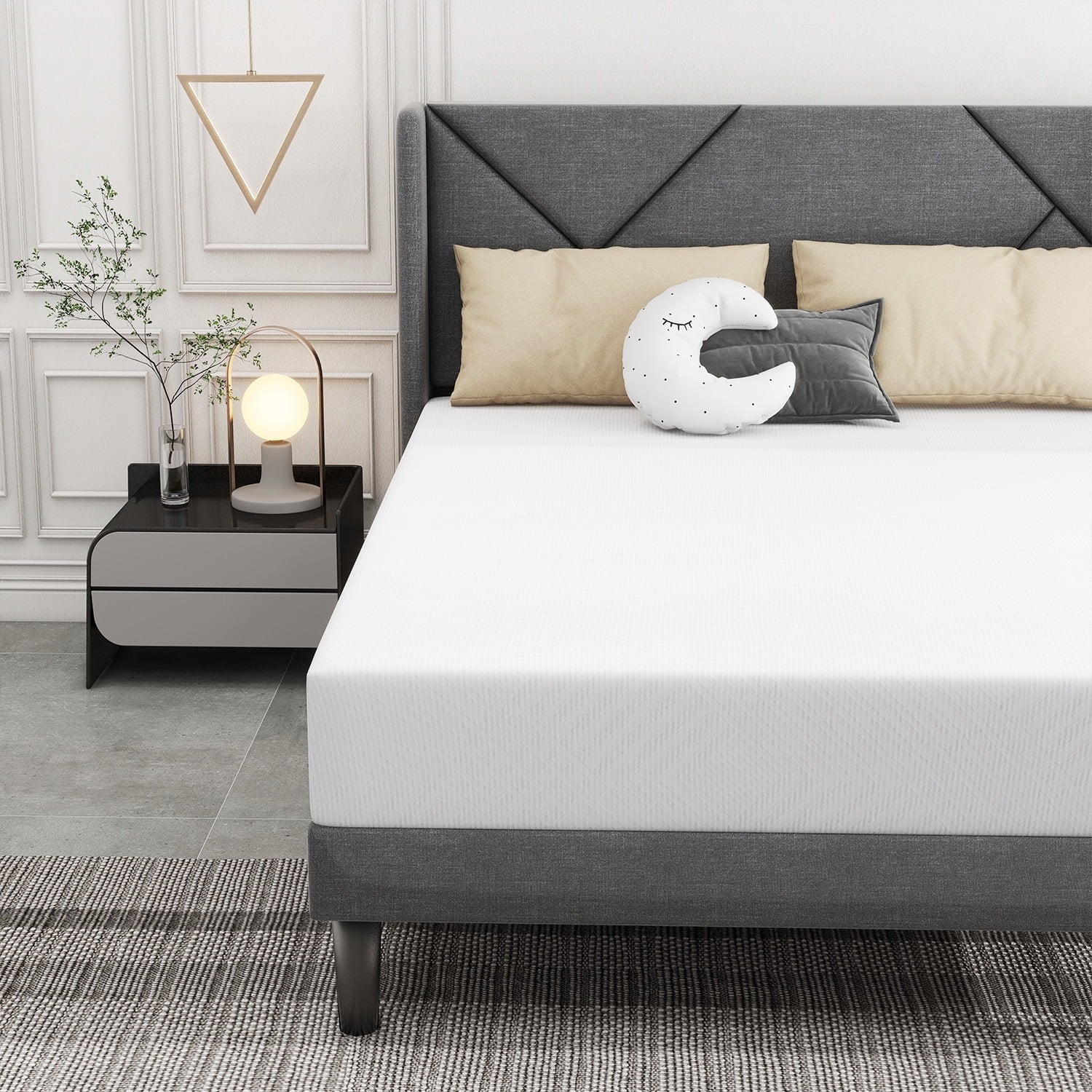 Full Mattress, 8 inch Memory Foam Mattress, Medium Feeling Mattresses, Made in USA, White