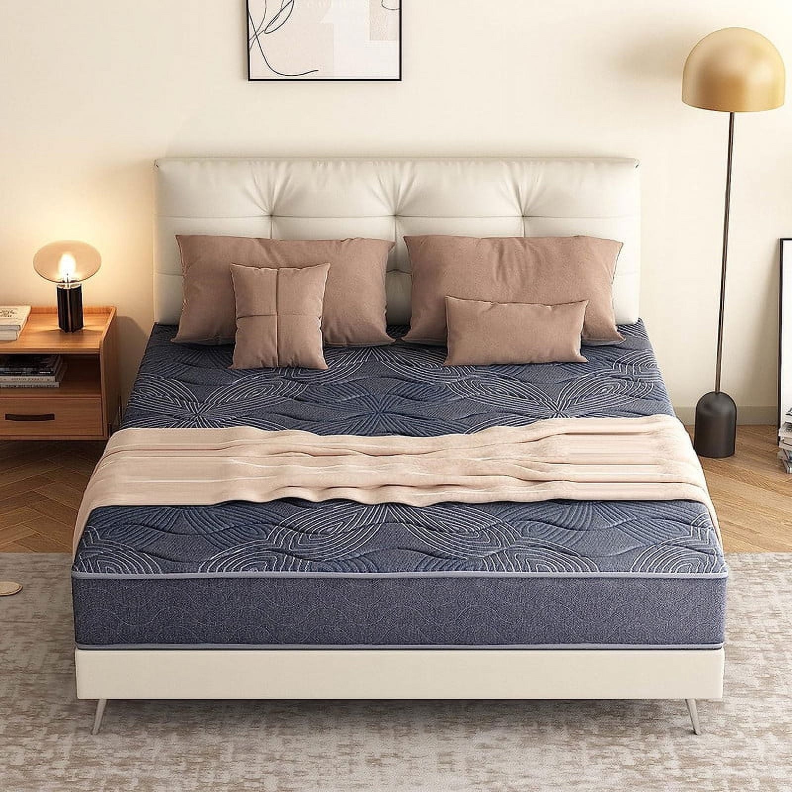 Full Mattress , 9 Inch Hybrid Mattress in Lens box, Gel Memory Foam and Spring Mattress Support and Pressure Relief ,Medium Firmness, Made in USA,Black