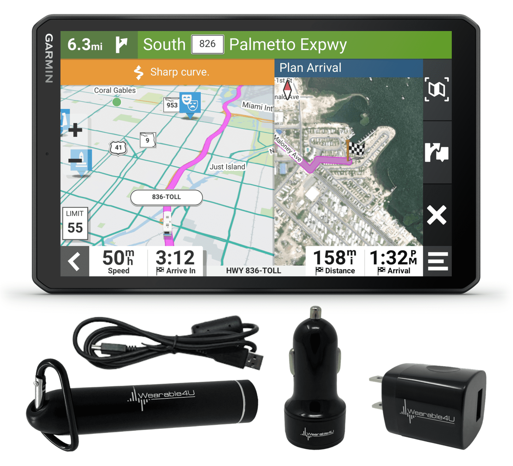 Garmin RV 895 Large Easy-to-Read 8 Unisex Adult GPS Navigator with Wearable4U Power Pack Bundle