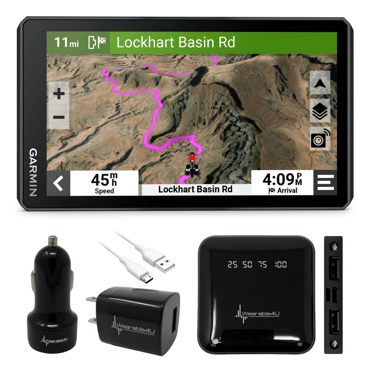 Garmin Zumo XT2 MT-S Rugged Motorcycle Bike Navigator, 6in Sunlight-readable Display with Wearable4U Power Pack Bundle
