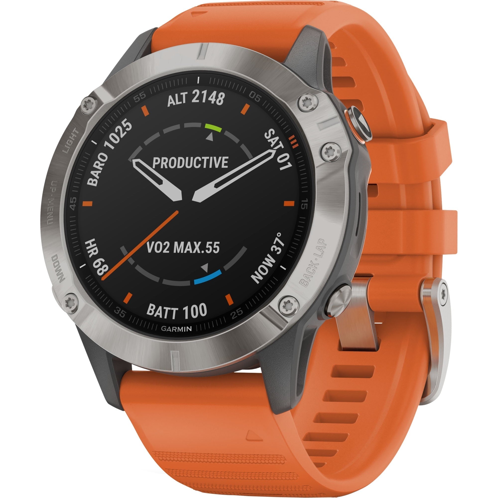 Garmin f¨¥nix? 6 - Pro and Sapphire Editions - Titanium with Ember Orange Band