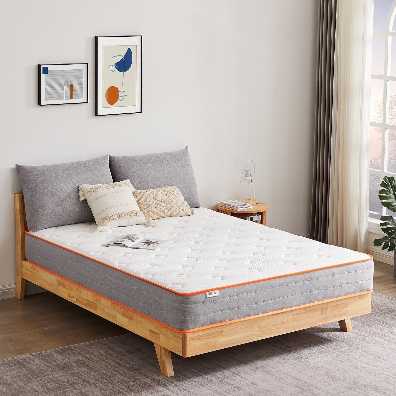 Hbaid 10 Twin Mattress Medium Cooling Gel Memory Foam Hybrid Mattress, Twin