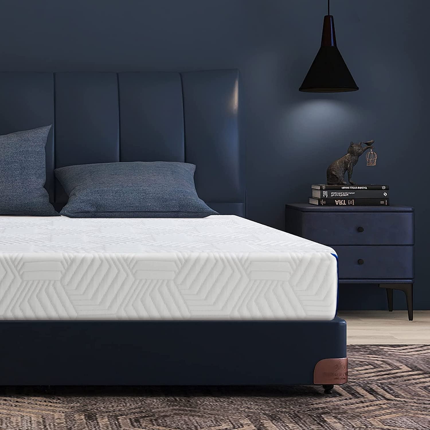 Hcore Ego Blue 8 Inch King Mattress in Lens Box, Cooling Gel Memory Foam Mattress, Medium