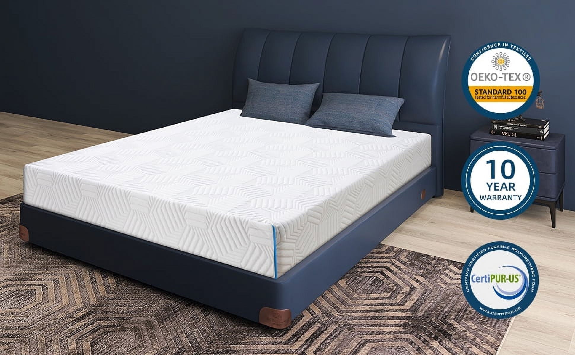 Hcore Ego Blue 8 inch Memory Foam Mattress, Cal King Size Mattress in Lens Box, Medium Firm