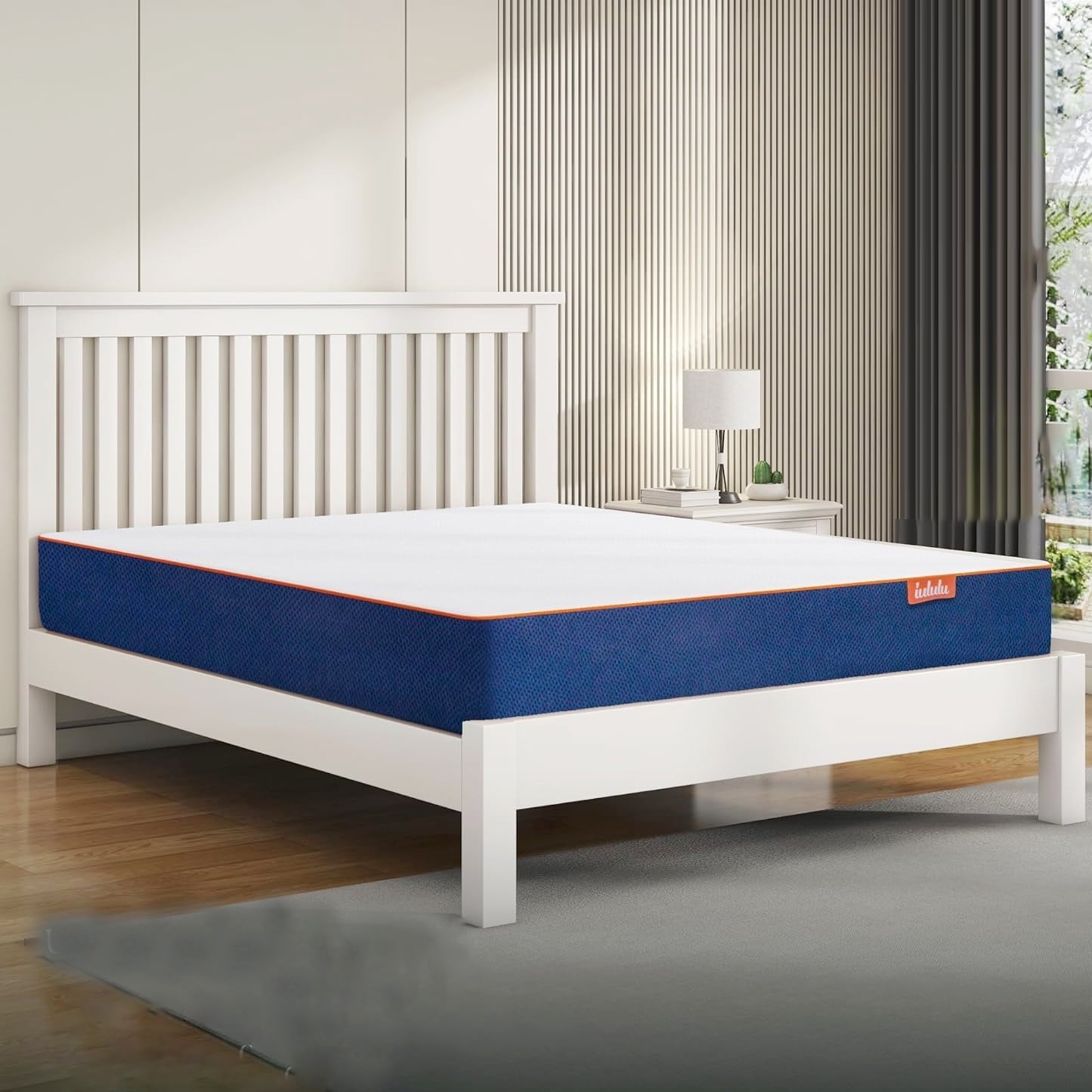 IULULU Twin Size Memory Foam Mattress 8 inch Bamboo Mattress in Camcorder Box, Pressure Relief Medium Firm