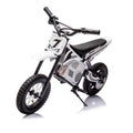 JIMUPARK 36V Kids Electric Dirt Bike, 350W Off-Road Bike Motocross Powerful Motorcycle for Kids Aged 8-12, with 15MPH Fast Speed, Twist Grip Throttle, Metal Suspension & Leather Seat, White