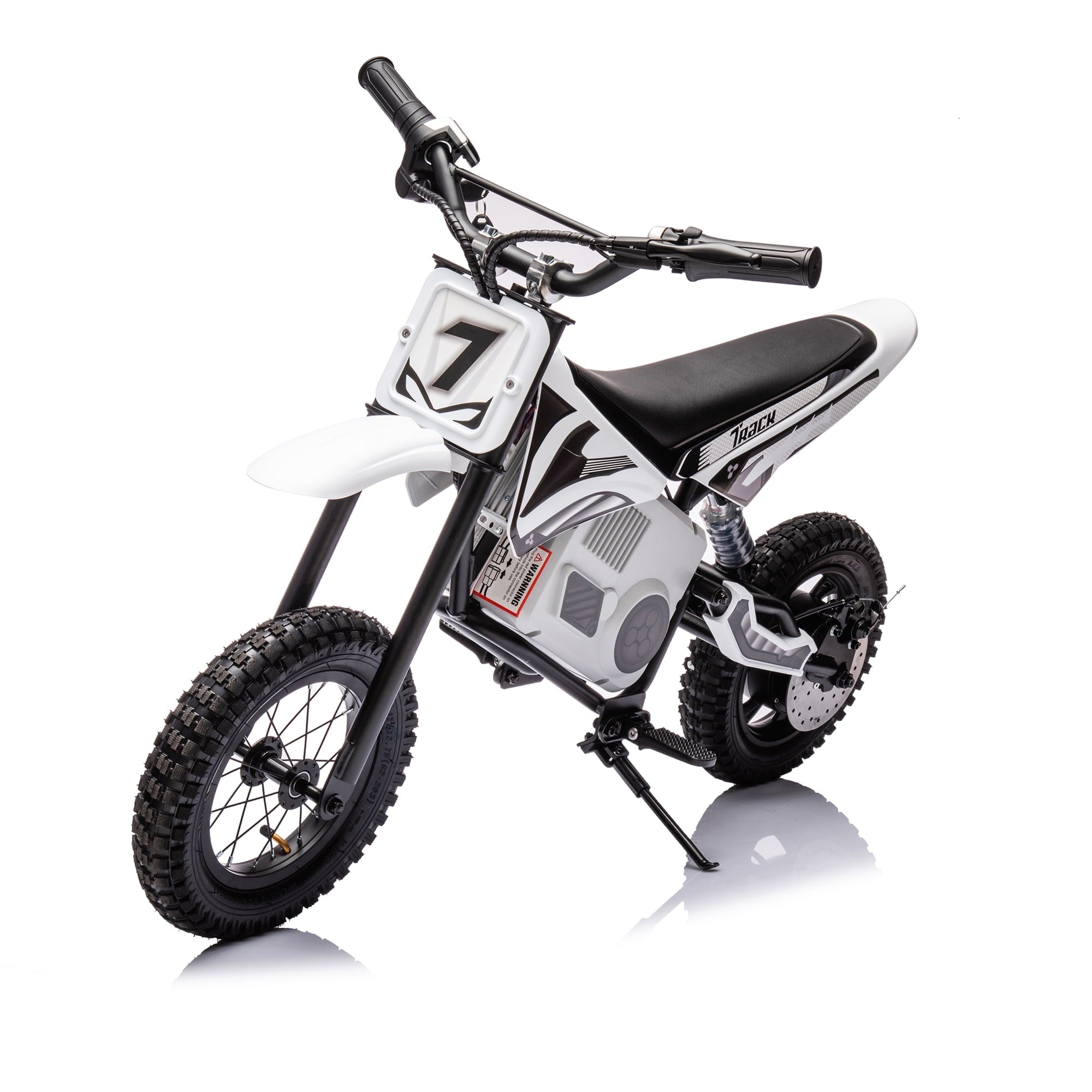 JIMUPARK 36V Kids Electric Dirt Bike, 350W Off-Road Bike Motocross Powerful Motorcycle for Kids Aged 8-12, with 15MPH Fast Speed, Twist Grip Throttle, Metal Suspension & Leather Seat, White