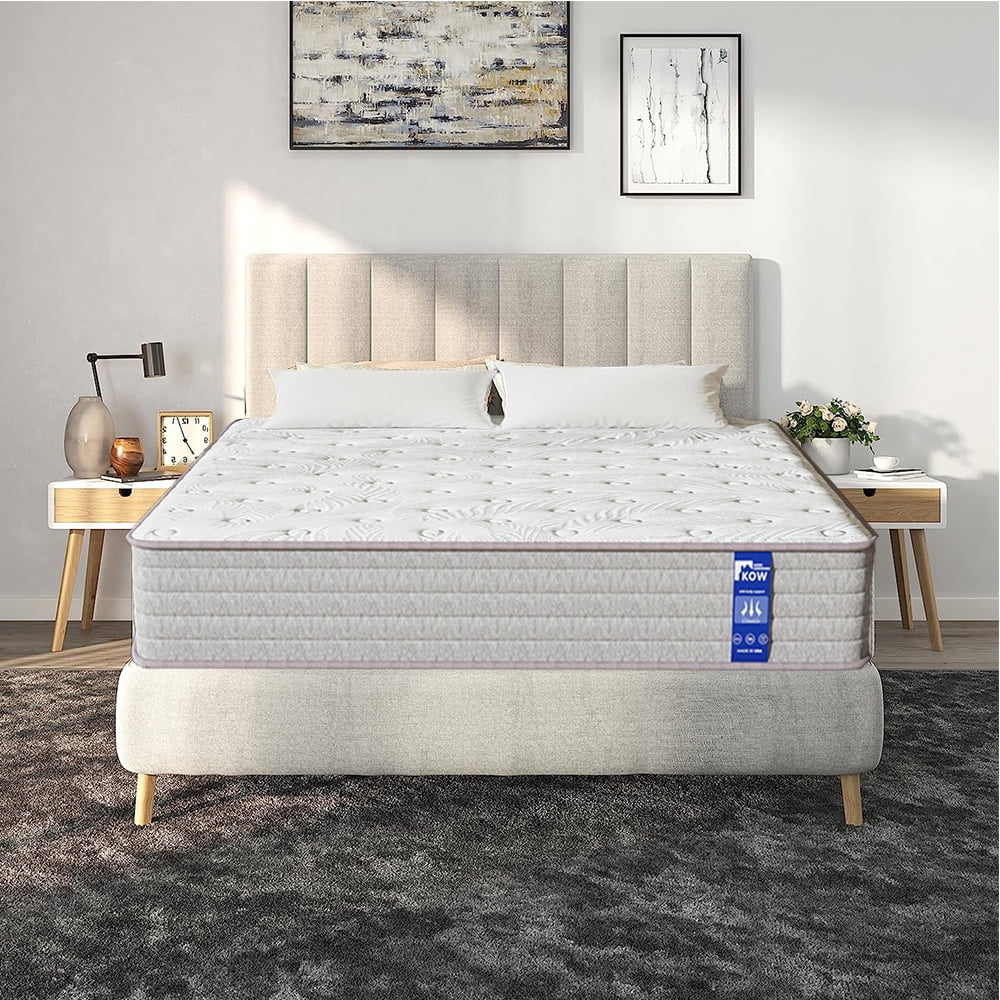 KOW? 12 inch Twin XL Size Gel Memory Foam Mattress in Lens box,Medium Firm,Pressure Relief,5 Zones Support,Egde Support