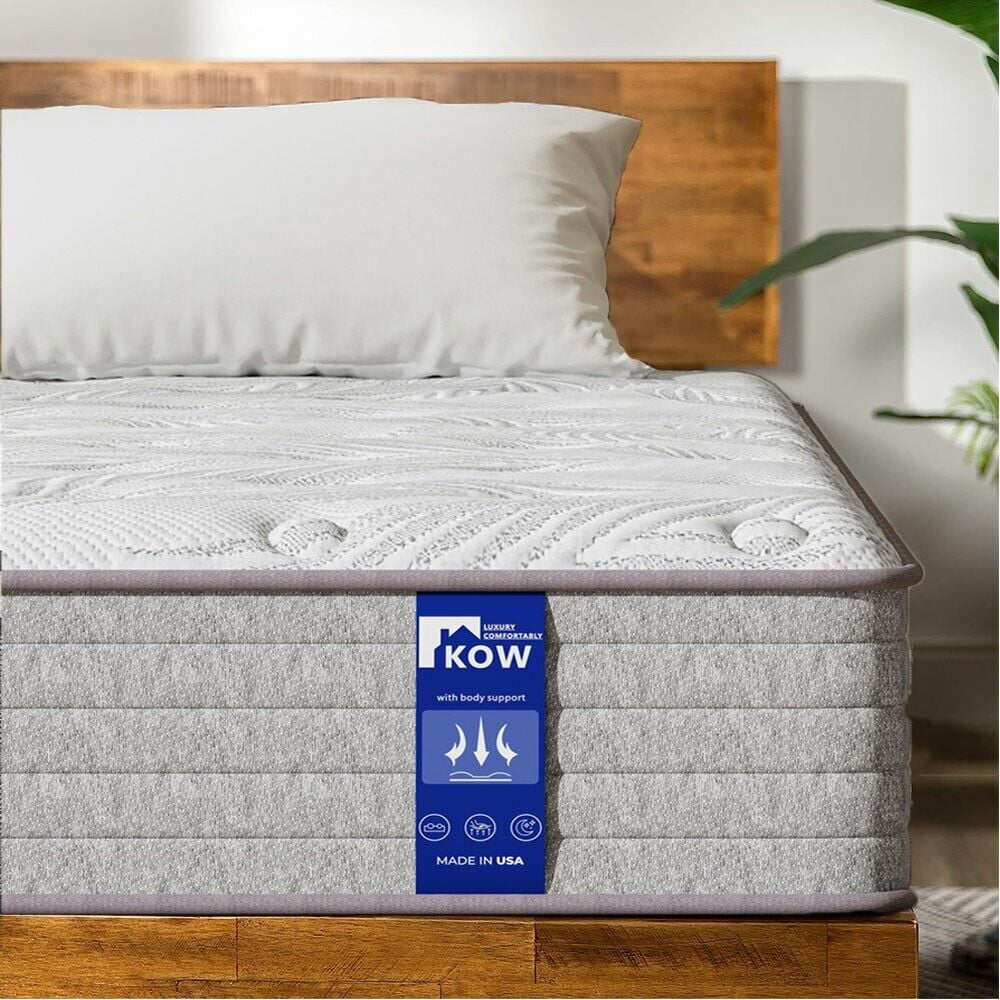 KOW? 12 inch Twin XL Size Gel Memory Foam Mattress in Camcorder box,Medium Firm,Pressure Relief,5 Zones Support,Egde Support