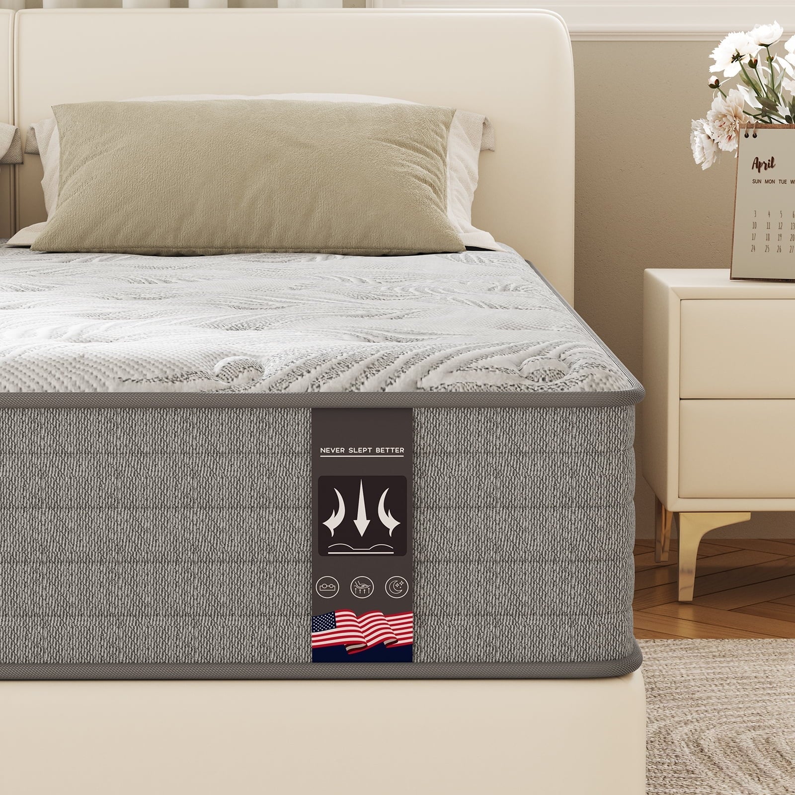 KOW Mattress 12 inch Full Size, Gel Memory Foam Hybrid Mattress in Camcorder Box, Cozy Sleep