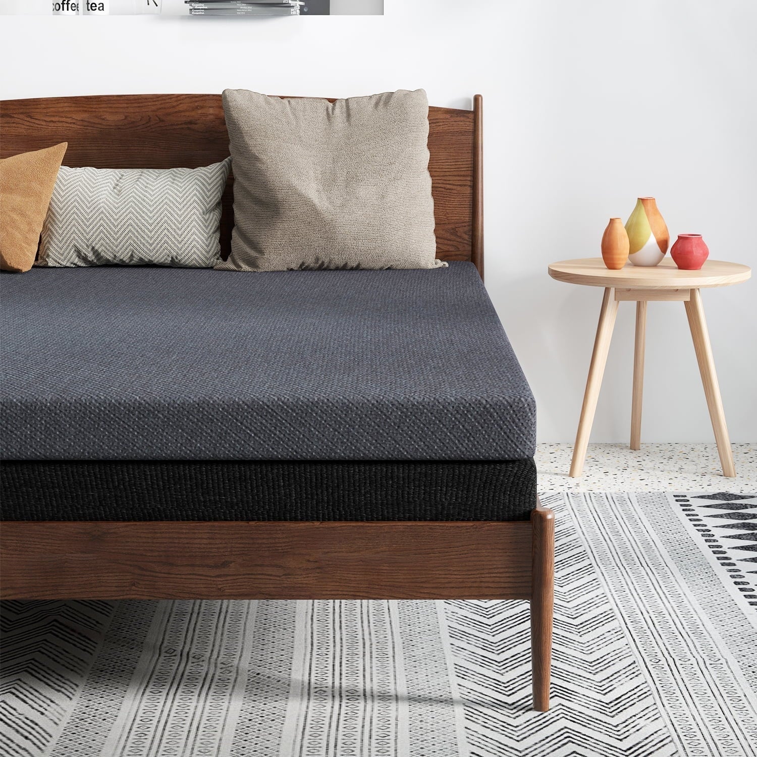 King Mattress, 6 inch Memory Foam Mattress, Medium Firm Bed Mattress , Pressure Relieving Mattress, Gray and Black