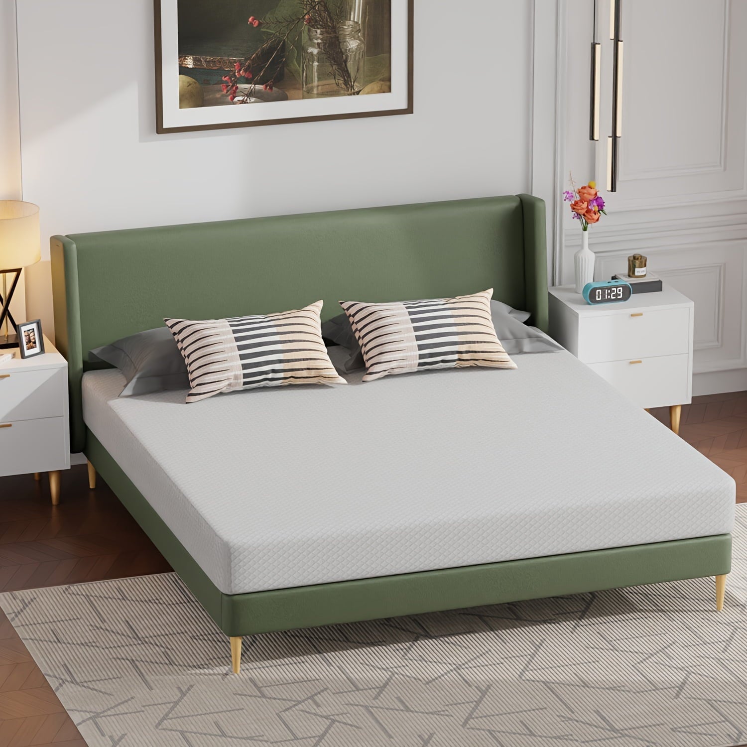 King Mattress 8 Inch Mattress Memory Foam Mattress Medium-Firm Mattress Breathable Bed Mattress with Removable Washable Mattress Cover for Pressure Relief & Cool Gel Mattress in Box, White