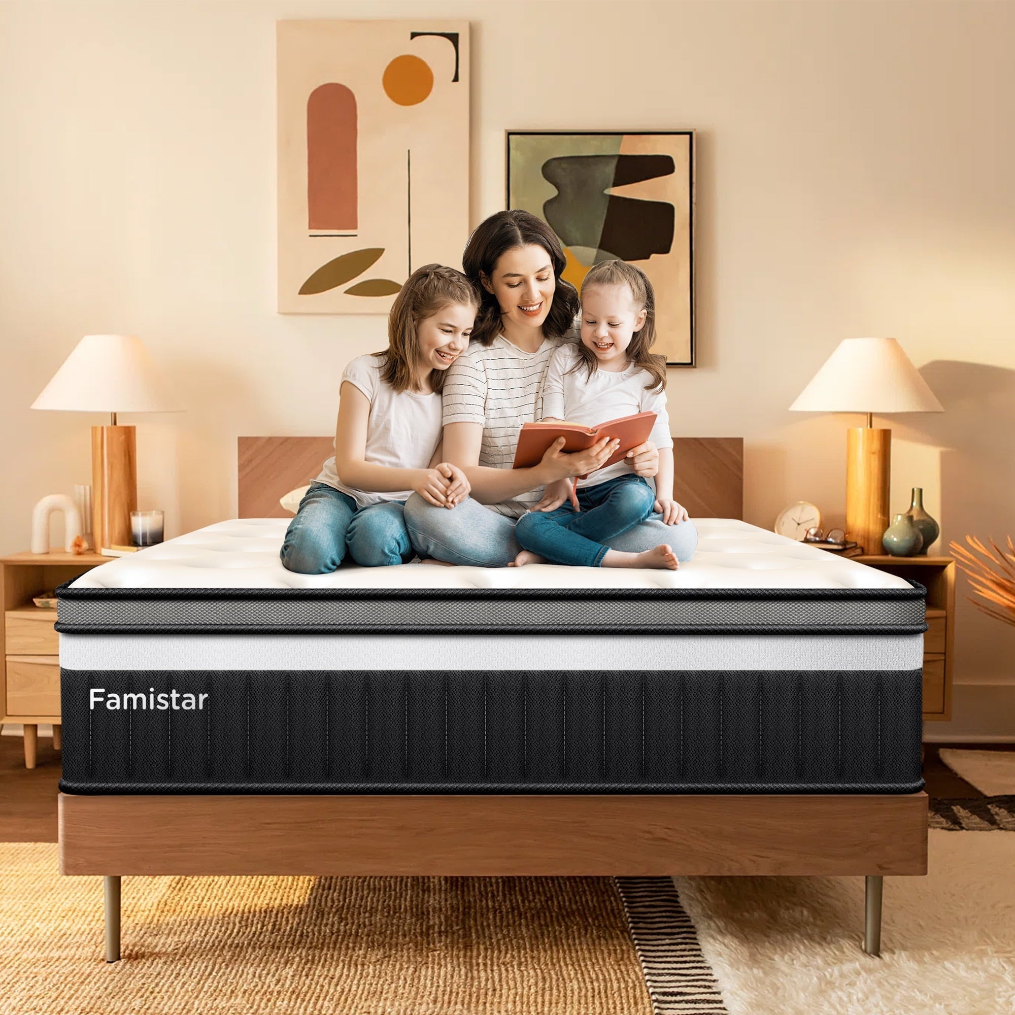 King Mattress, Famistar 13 Inch Hybrid Innerspring Mattress with Memory Foam in Camcorder Box, Individually Pocket Innerspring, Pressure-Relieving and Supportive, Non-Fiberglass