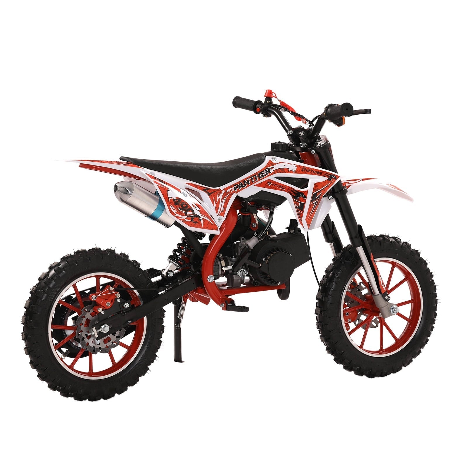 Kitem 49cc 2-Stroke Kids Dirt Bike, Gas Power Motocross, Off Road Mini Motorcycle, Pocket Motorbike with Front Behind Disc Brakes, Racing Max Speed 40KM/H (Red)