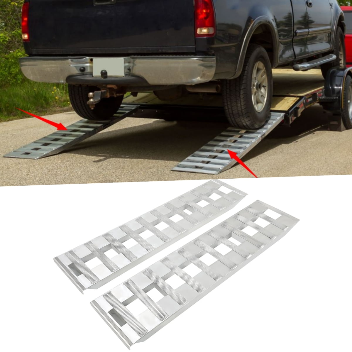 Kojem 60x15 Aluminum Loading Trailer Ramps for Truck Vehicle Auto UTV 6800 LBS Universal Hook Attaching End Knife Foot 1 pair