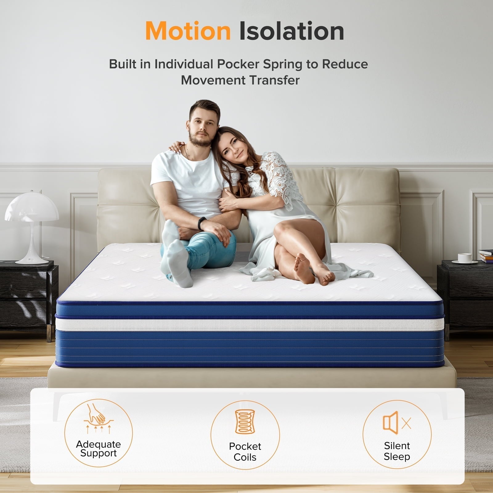 LIBORIA Queen Mattress,10 inch Medium Memory Foam Mattress In Lens Box , Edge Support, Motion Isolation, Pressure Relief,