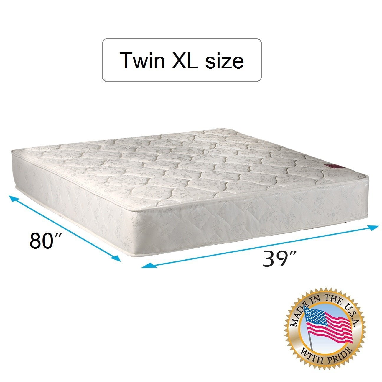 Legacy Double-Sided Twin XL Size Mattress Only with Mattress Cover Protector Included - Orthopedic, Innerspring coils, Fully Assembled, Long Lasting Comfort by Dream Solutions USA