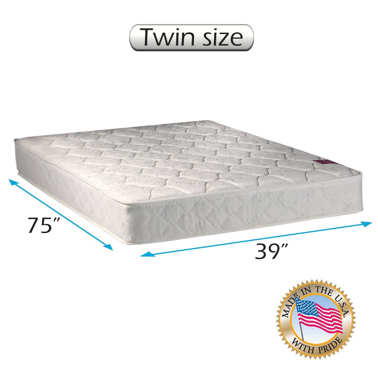 Legacy One-Sided None Flip Twin Size Mattress Only with Mattress Cover Protector Included - Fully Assembled, Good for your back, Superior Quality, Orthopedic by Dream Solutions USA