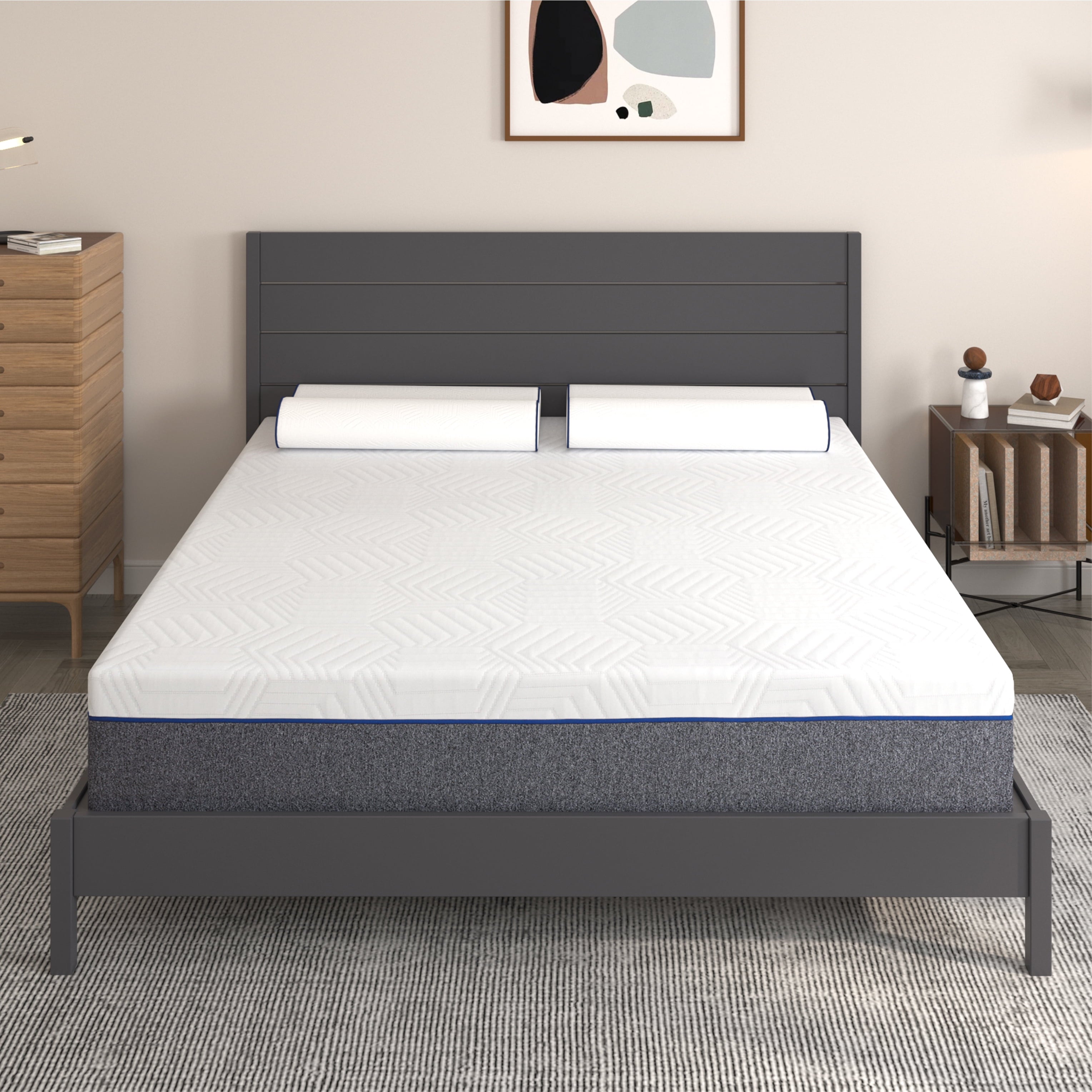 MLILY 12 inch Bamboo Charcoal Memory Foam Hybrid Mattresse in Camcorder Box, King mattress