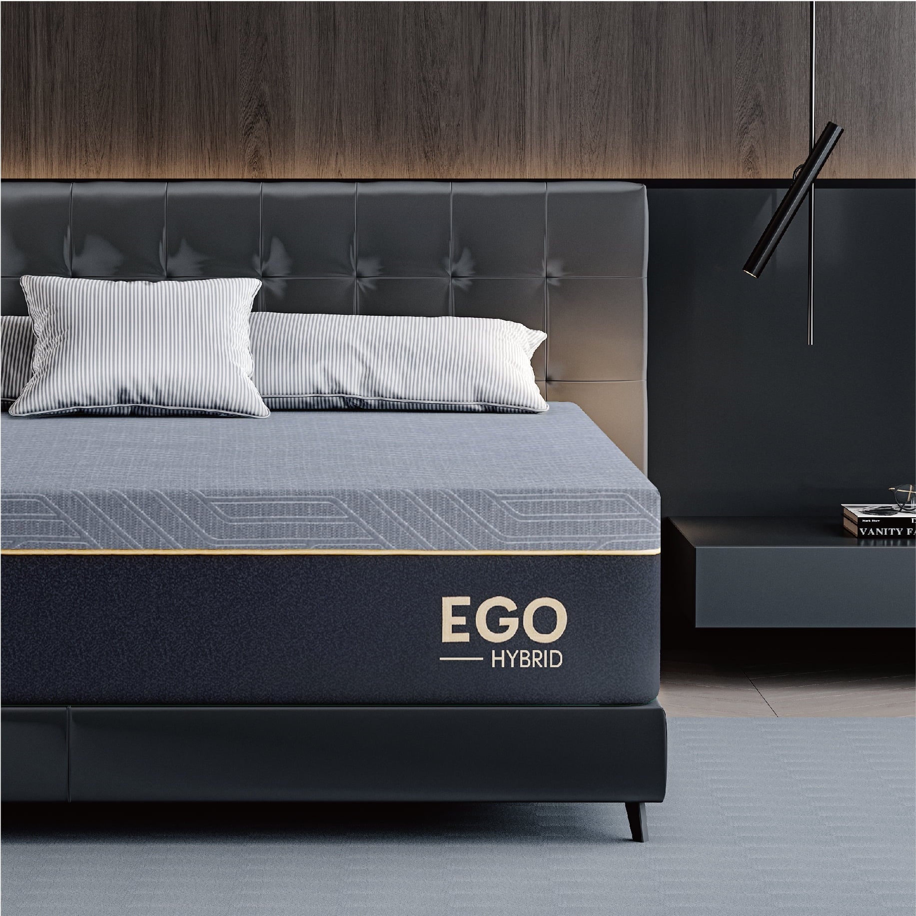 MLILY Ego Black 12 inch Hybrid Mattress, Full Size Memory Foam Mattress, Pocket Spring