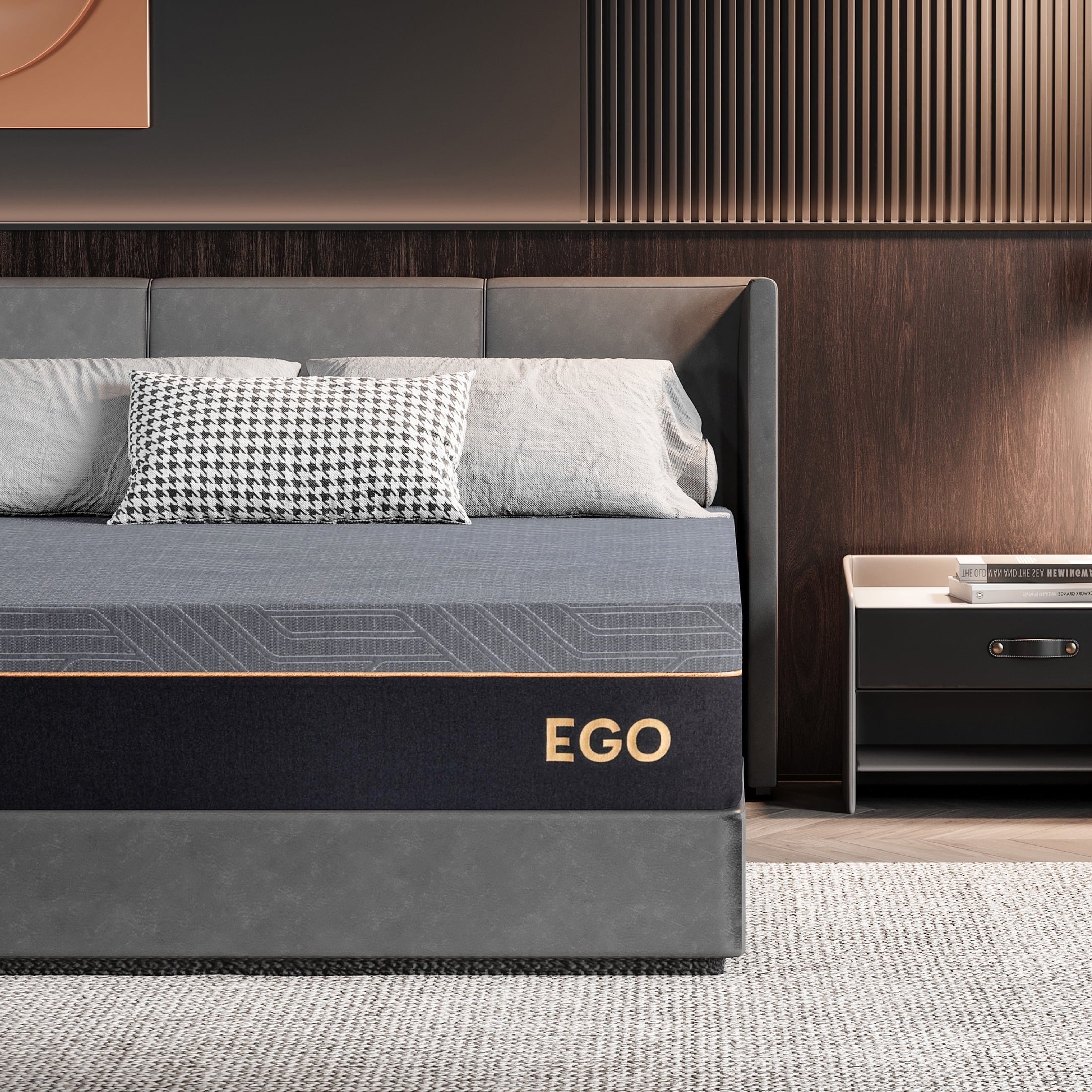 MLILY Ego Black 12 inch Queen Mattress in Recorder Box, Gel Memory Foam Mattress, Medium