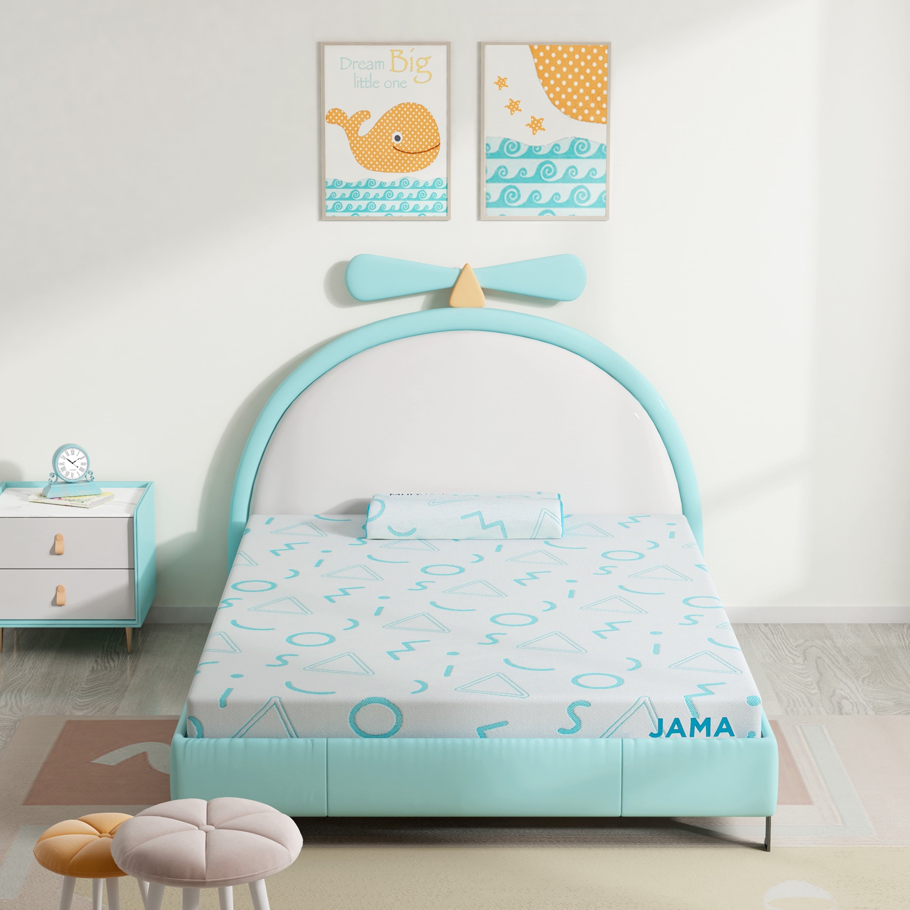 MLILY Jama 5 inch Memory Foam Mattress for Kids, Twin Mattress for Bunk Bed, Blue