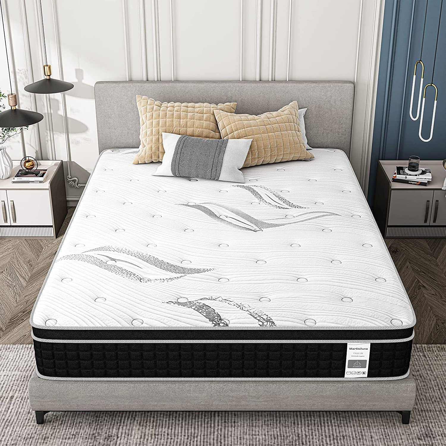 Martisiluna 12 Inch Queen Mattress Individually Wrapped Pocket Coil Innerspring for Pressure Relief Cooler Sleeping Mattress Gel Memory Foam Mattress in Camcorder Box Hybrid Mattresses