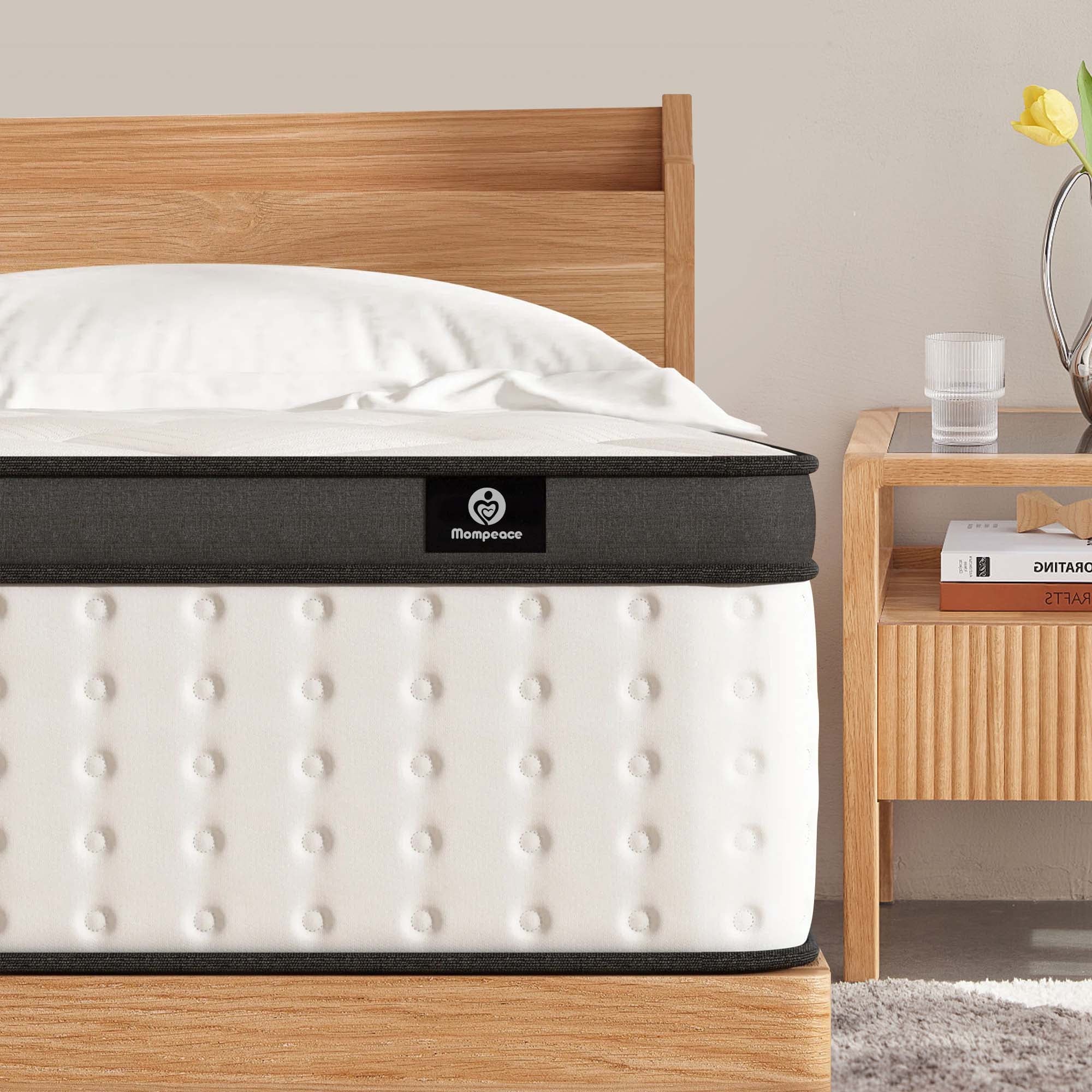 Mompeace 10-inch Gel Memory Foam Innerspring Hybrid Mattress, Twin Size Mattress