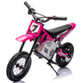 NEWWARE 36V Electric Dirt Bike, 350W Kids Ride Display Dirt Bike with Twist Grip Throttle, Hand-Operated Dual Brakes, Key Start, Battery Display, Max Speed 15mph, Electric Motorcycle for Age 8+, Pink