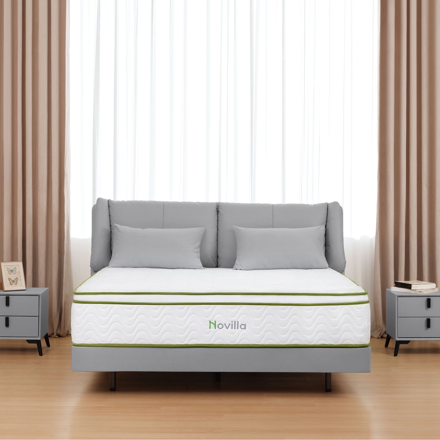 Novilla Amenity 10 inch Adult Cool Sleep Gel Memory Foam Pocket Spring Hybrid Mattress, Queen Size