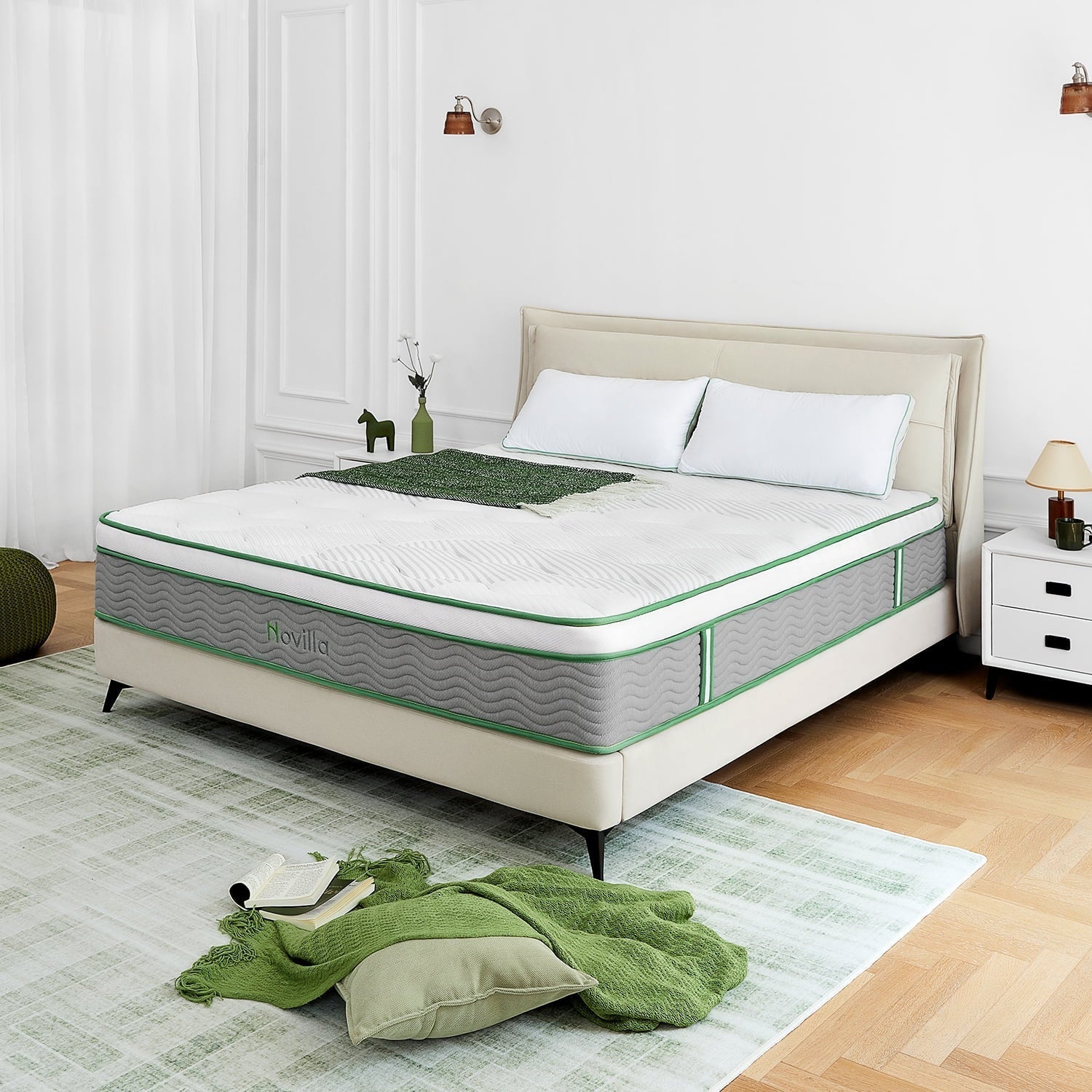 Novilla AwakePro 12 Individual Pocket Spring Memory Foam Hybrid Mattress in Lens Box, Queen Size
