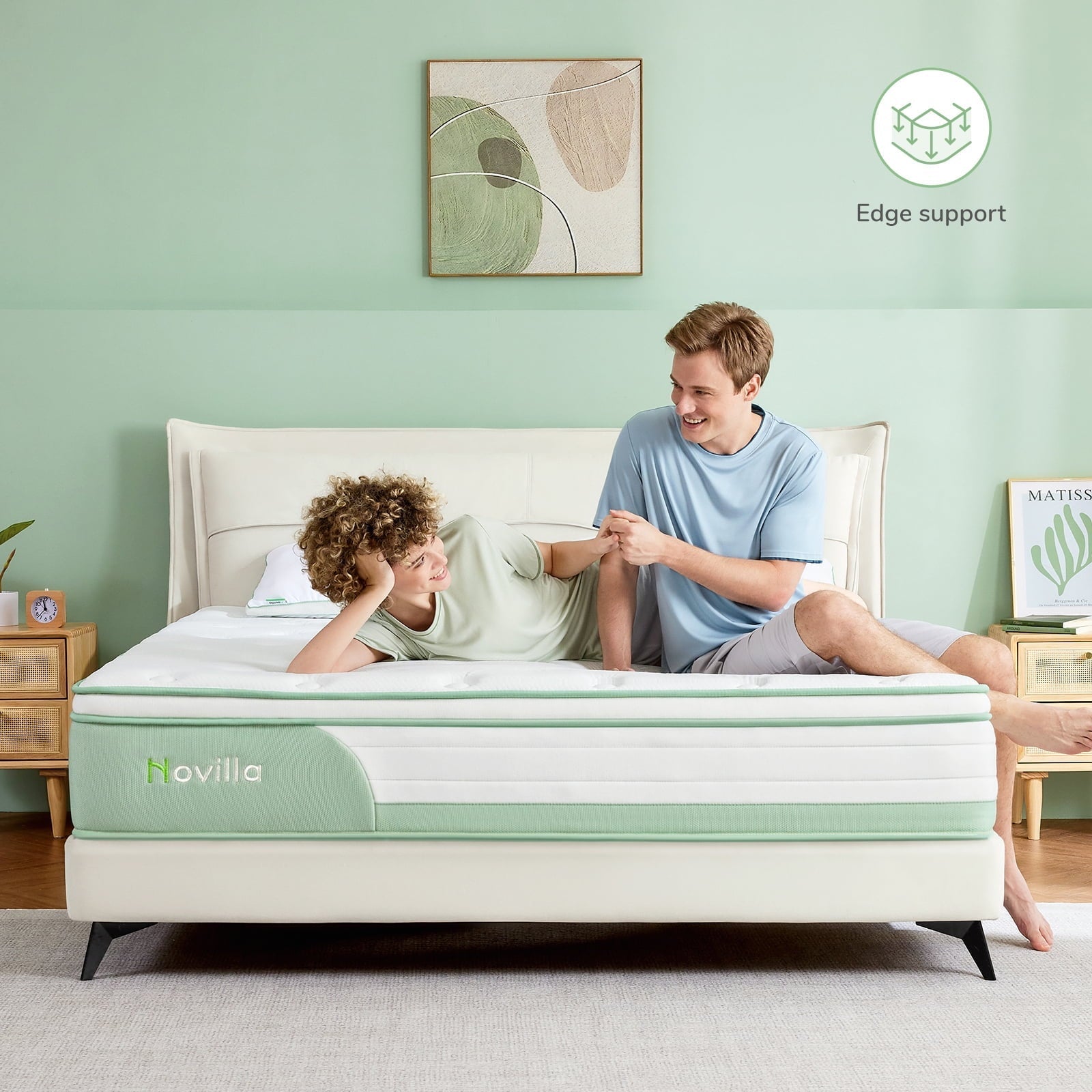 Novilla BloomyDream 12 Pillow Top Gel Memory Foam Pocketed Coils Hybrid Mattress, Queen Size