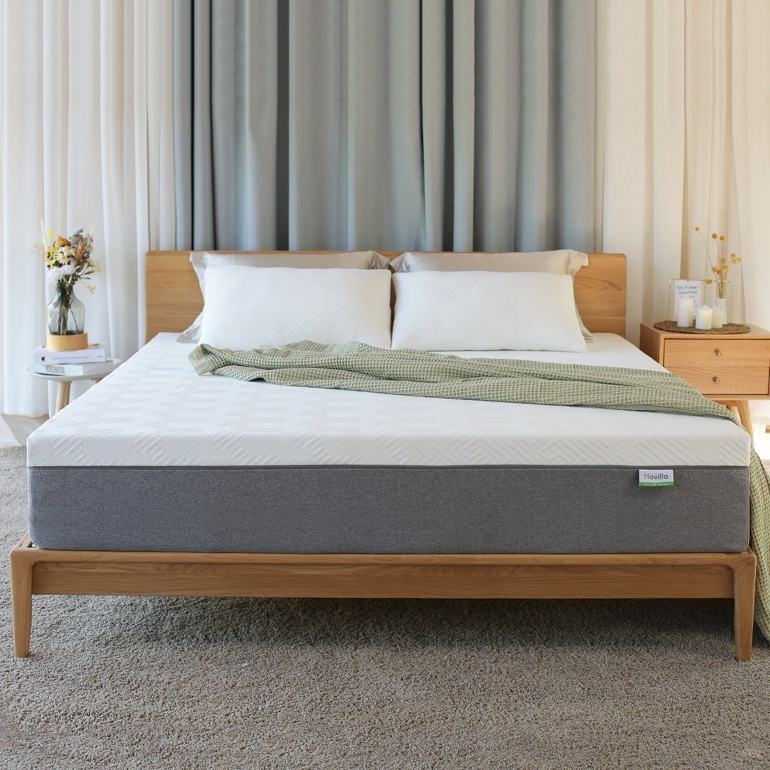 Novilla Queen Mattress 10 inch Bliss Memory Foam Mattress in Lens Box Queen Size Bed Mattress