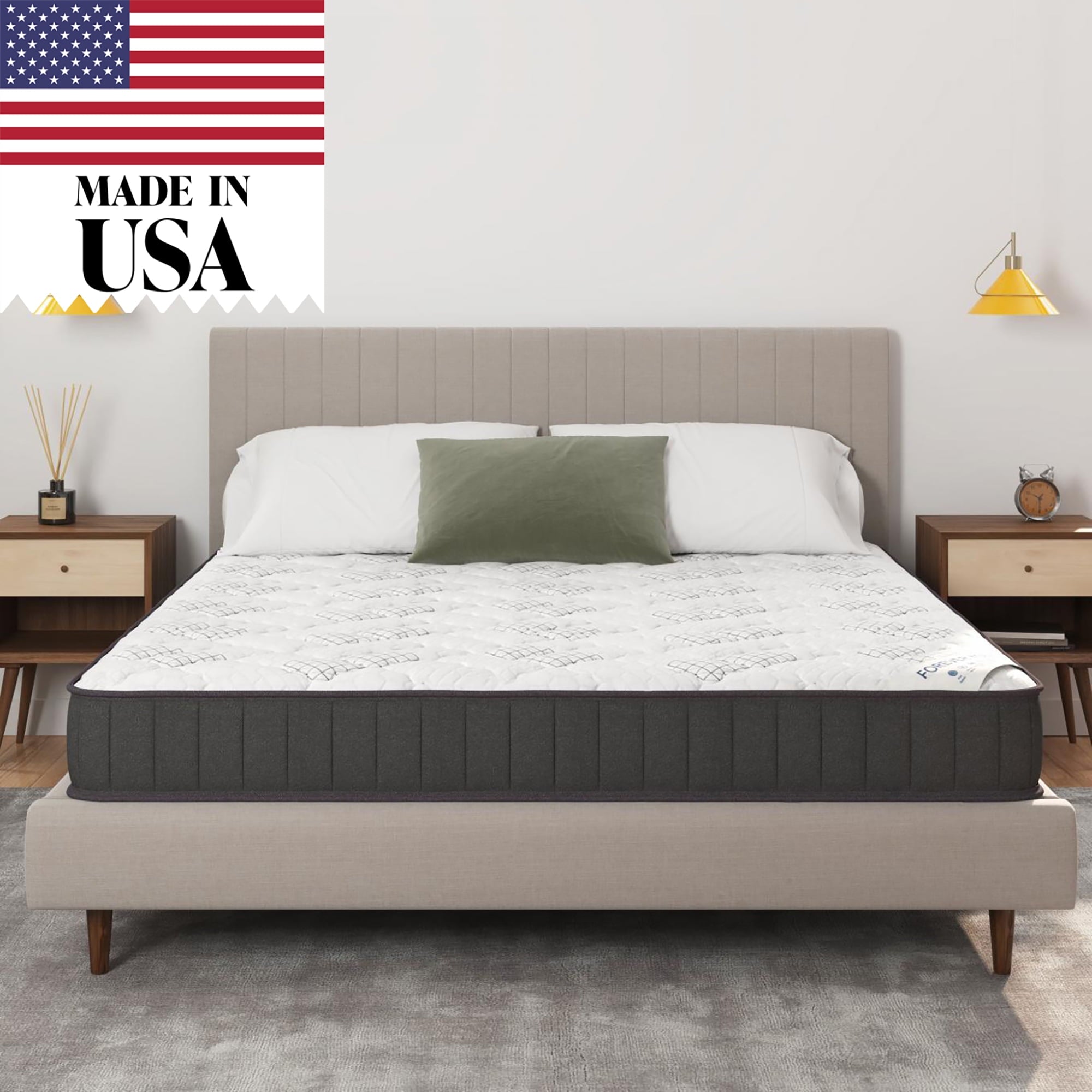 Ottomanson Made in NJ Edge Display Edge 9 Pocket Coils Firm Tight Top Hybrid Mattress in Recorder Box, King