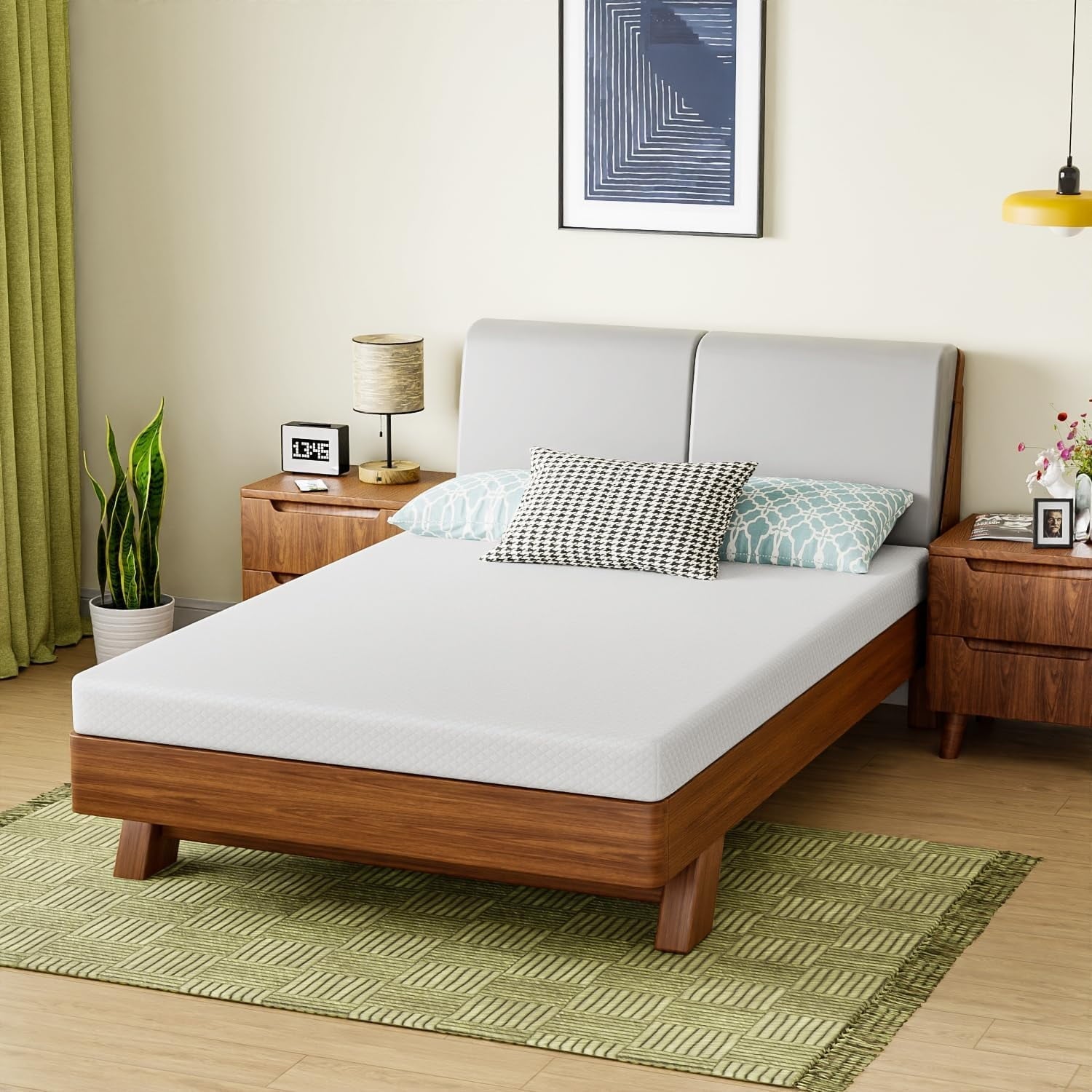 PayLessHere Green Tea Cooling Gel Memory Foam Mattress & Marbling Display Normal Foam Mattress Medium Firm Supportive, CertiPUR-US Certified(5 inch, Full)