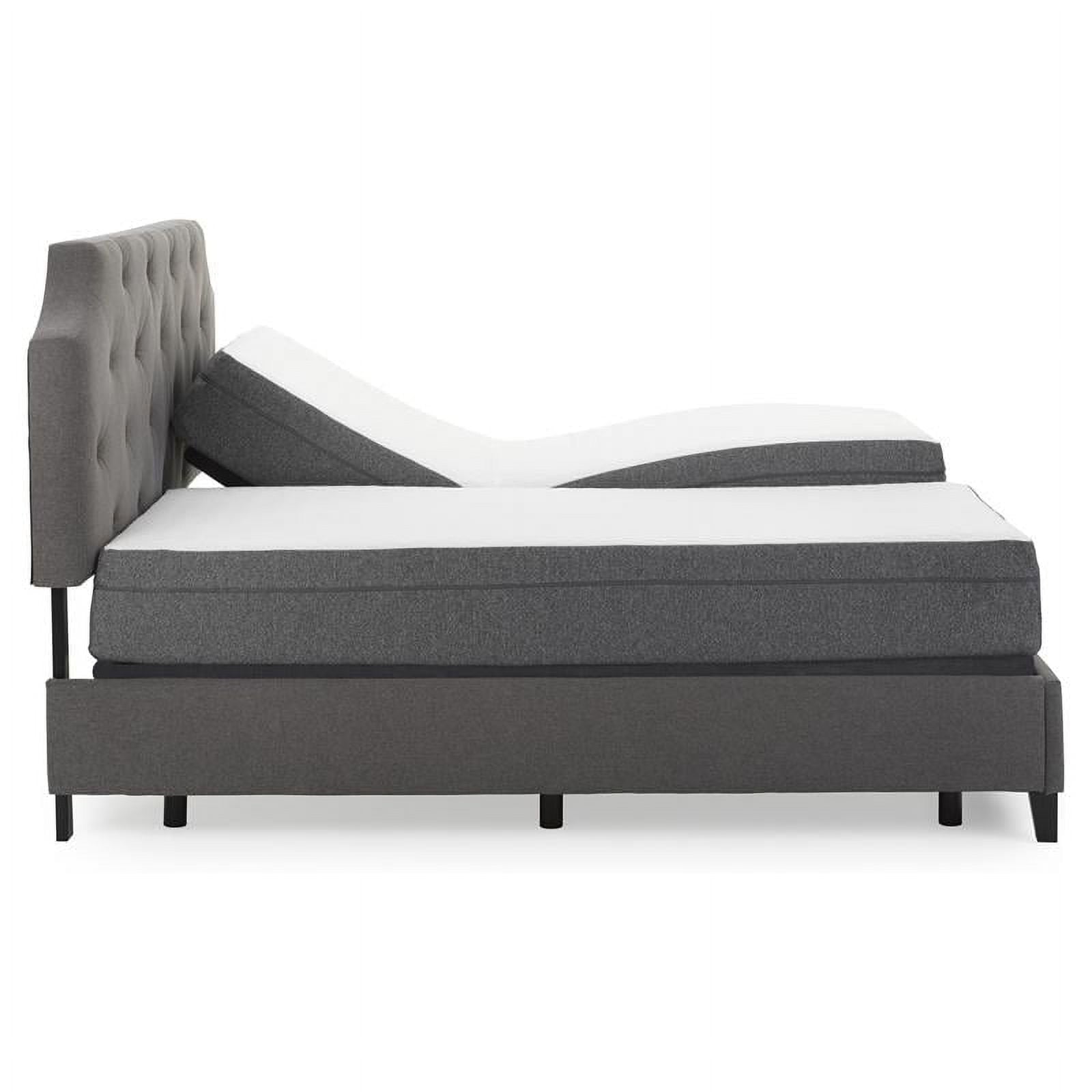 Pemberly Row 10 Modern Fabric/Metal King Split Mattress & Model 2 Bed in White