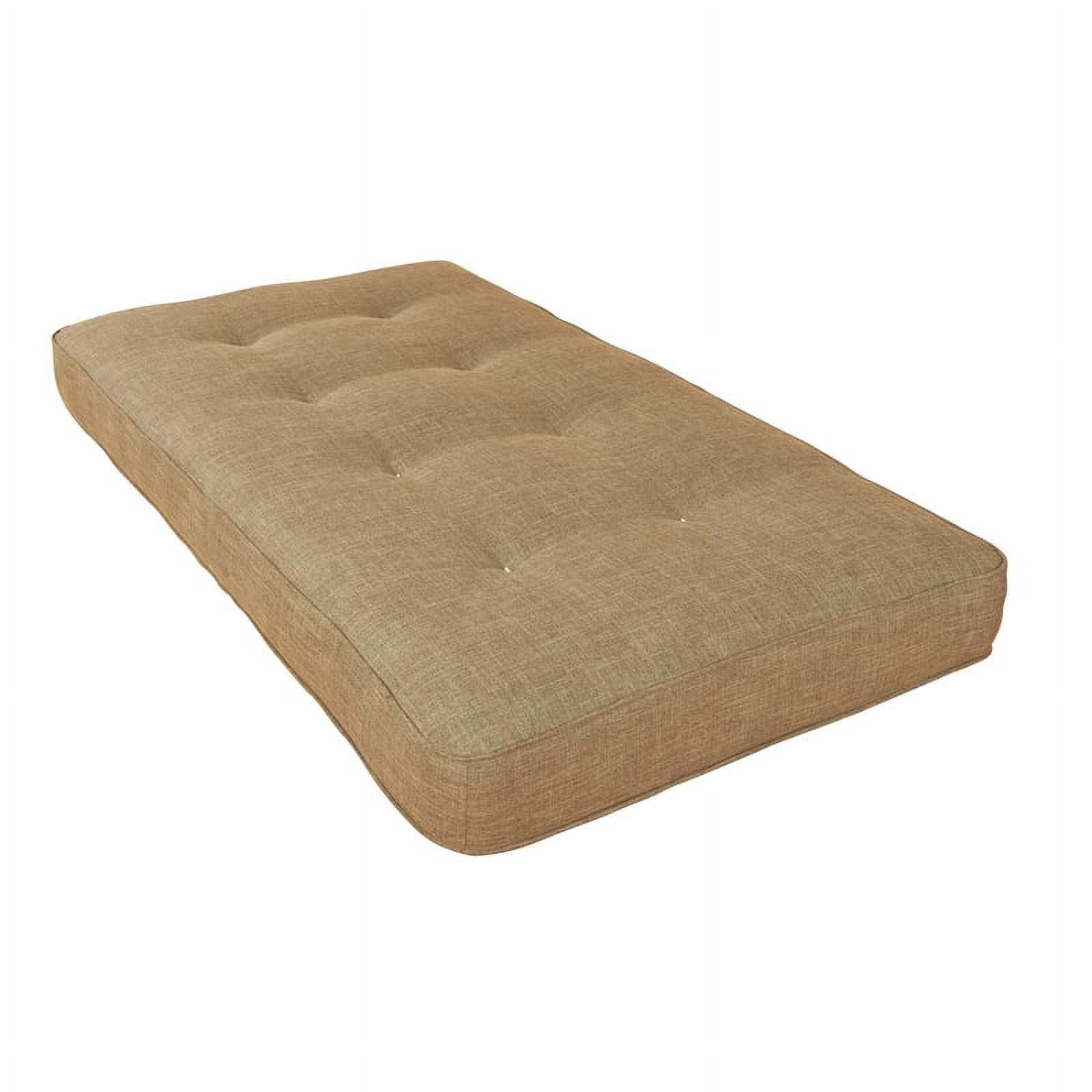 Pemberly Row Tufted Traditional Fabric Twin Daybed Mattress in Linen Stone Brown
