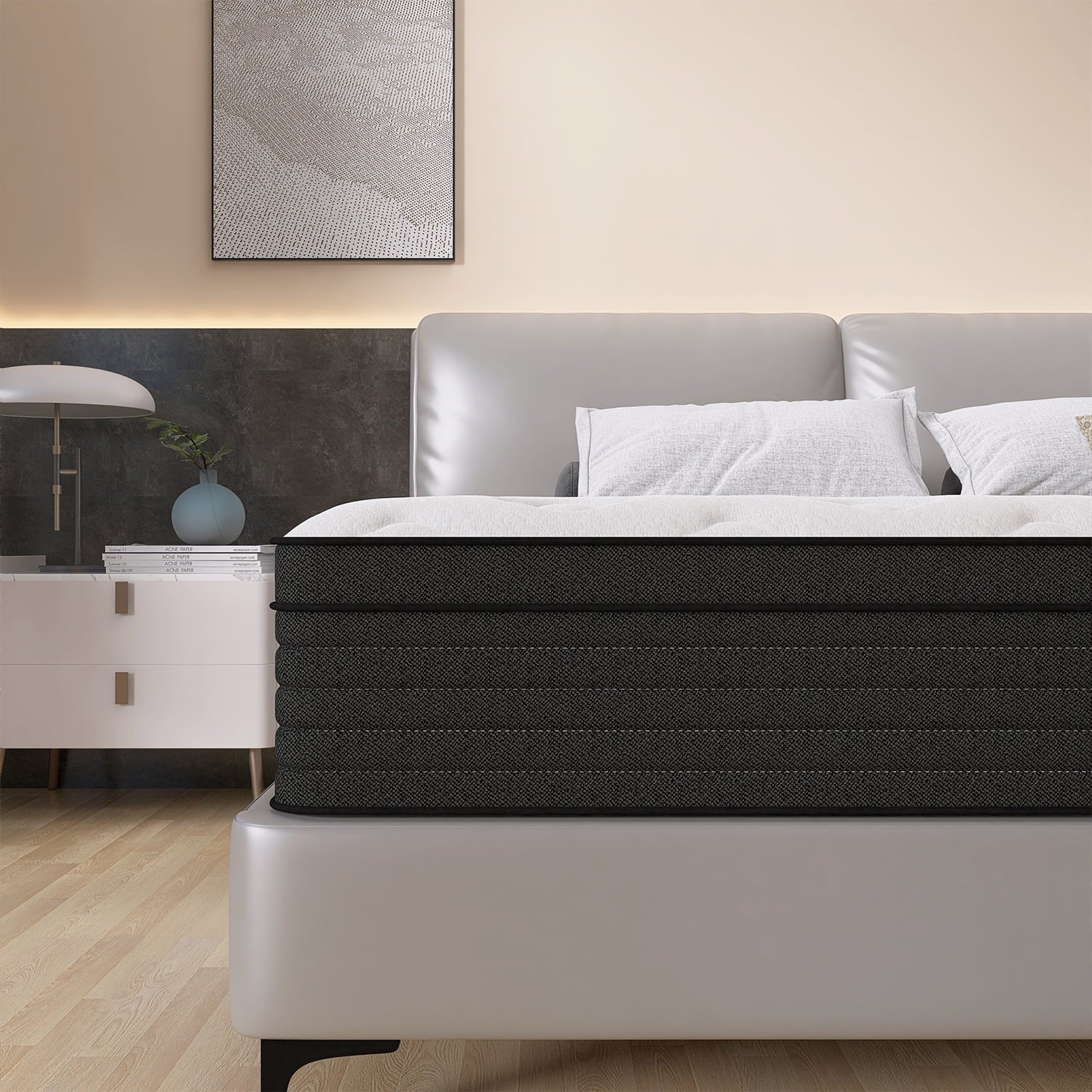 Queen Mattress, 14 Inch Memory Foam Mattress in Recorder Box, Individual Pocket Spring Mattress with Motion Isolation and Pressure Relief, Medium Firm, CertiPUR-US