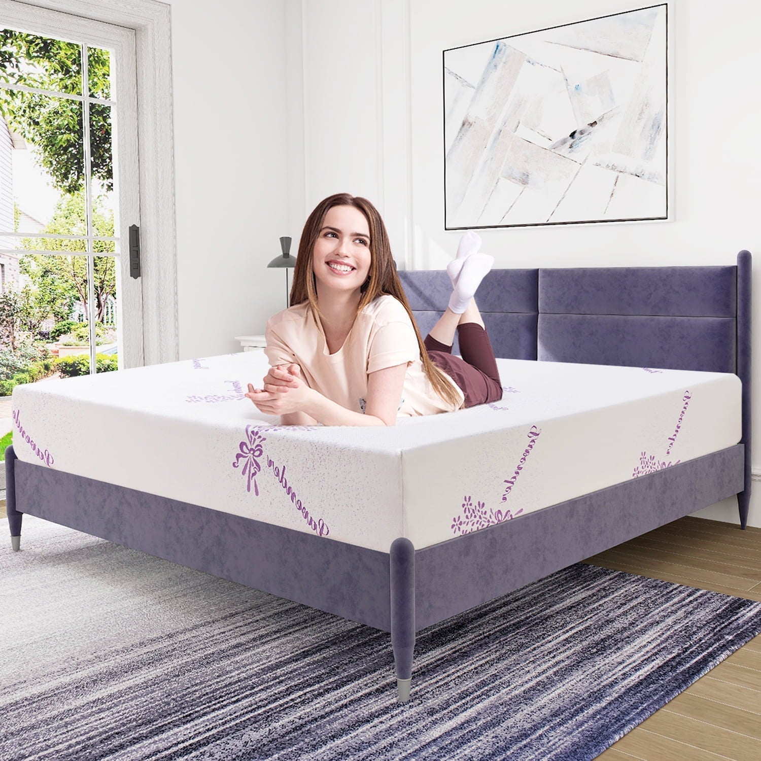 Queen Mattress,6 inch Memory Foam Mattress Bed in Recorder Box,with Lavender Infusion,Made in USA