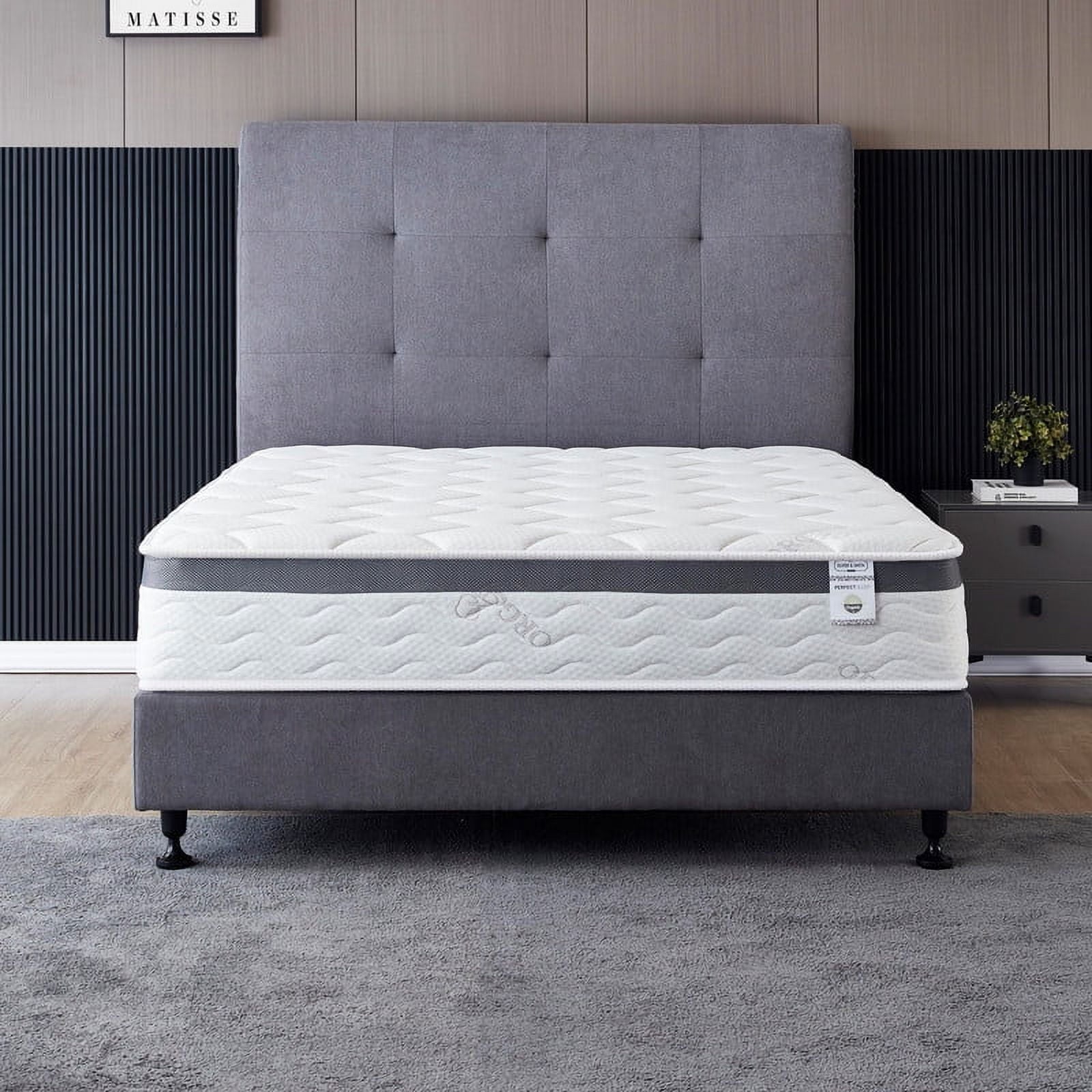 Queen Size Mattress - 10 Inch Cool Memory Foam & Spring Hybrid Mattress - Euro Top - Medium Firm - Oliver & Smith