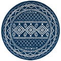 SAFAVIEH Tulum Ronald Distressed Area Rug, Navy/Ivory, 8' x 8' Round