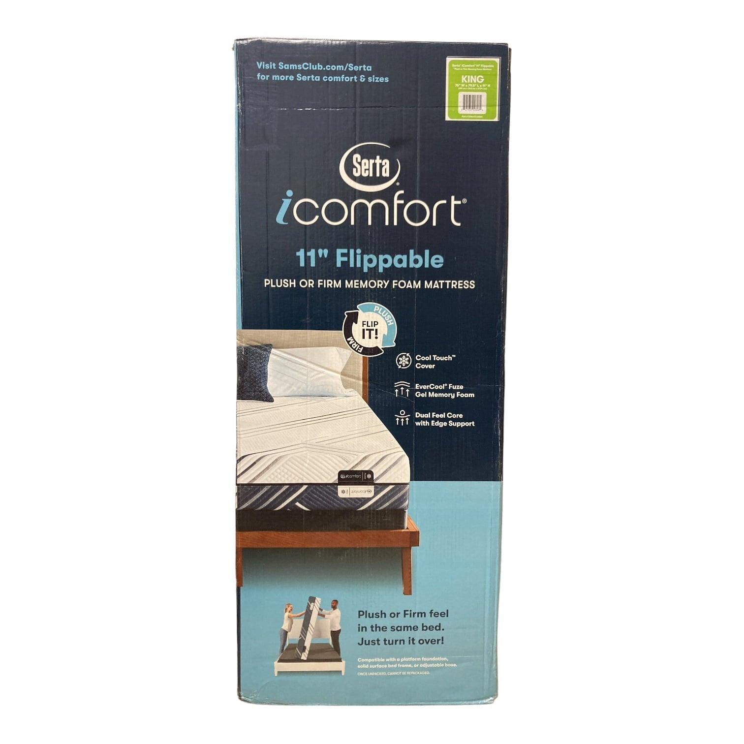 Serta iComfort 11 Flippable Plush Screen Firm Memory Foam Mattress, King