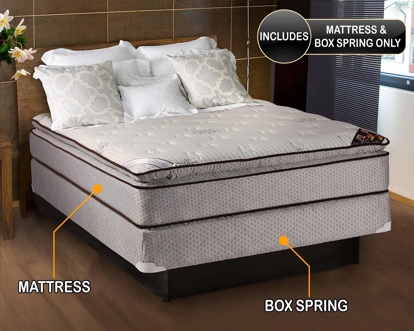 Spinal Dream Plush Pillow Top (Eurotop) Full 54 x75 x12 Mattress and Box Spring set - Sleep System with Enhanced Cushion Support, Assembled by Dream Solutions USA