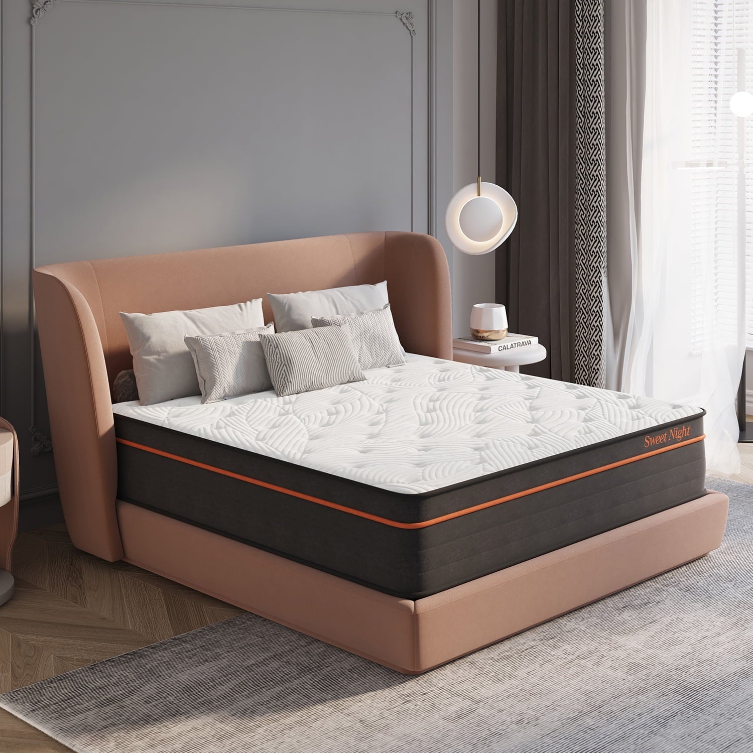 Sweetnight 14 Hybrid Mattress Gel Memory Foam Pocket Spring Mattress, Queen Mattress, Adult