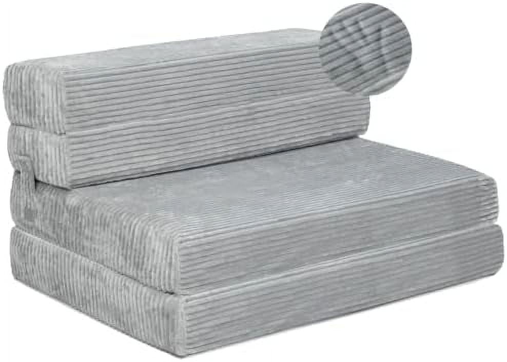 TQNJYGX Tri Folding Sofa Mattress 2024 Edition Memory Foam Foldable Mattress with Ultra Soft &amp; Washable Ribbed Fur Cover Twin Size (Grey)