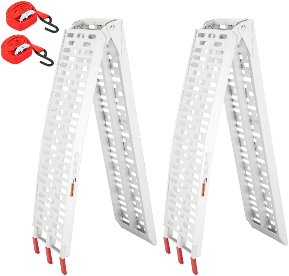 TUFFIOM 2PCS 7ft Aluminum Truck Ramps, 1500 lbs Folding Loading Ramps for /Motorcycle/Lawn Mower/Snow Blower