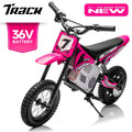 Track 7 36V Electric Dirt Bike, 350W Ride Display Motorcycle with Twist Grip Throttle, Hand-Operated Dual Brakes, for Age 8-12, Pink