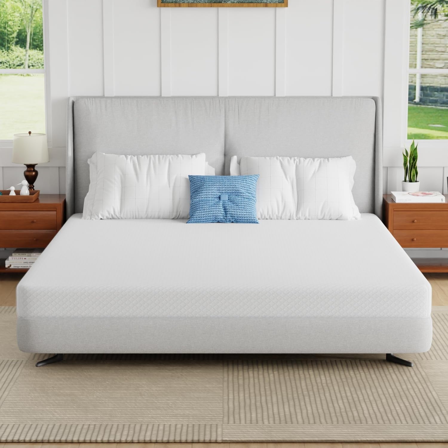 YRLLENSDAN 6 Inch Bamboo Charcoal Gel Infused Memory Foam Mattress Medium Firm Mattresses Green Tea Memory Foam Mattress Pressure Relieving CertiPUR-US Certified Bed-in-a-Box, King