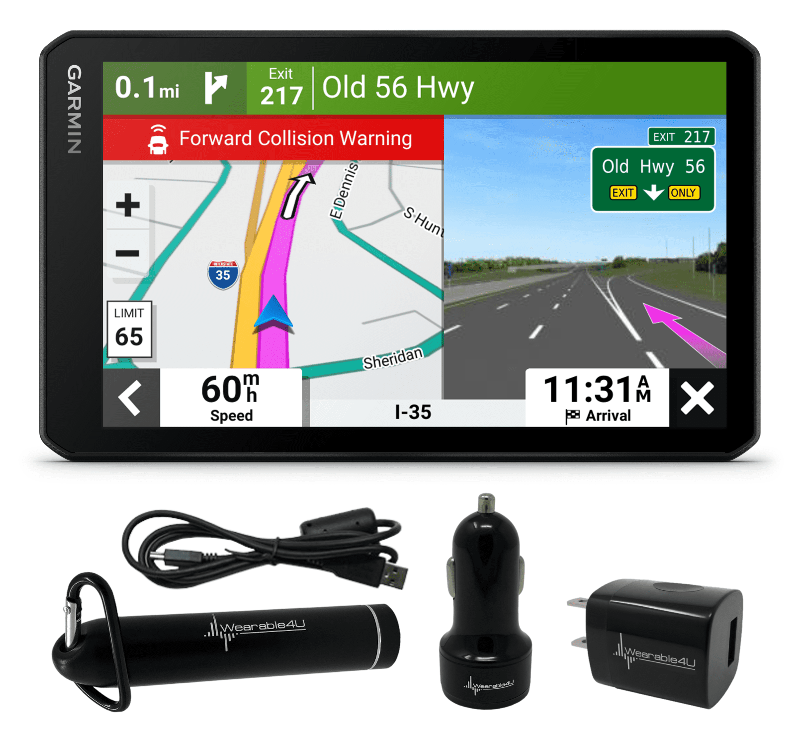 Garmin RV Camcorder 795, Large, Easy-to-Read 7¡± GPS RV Navigator, Built-in , Automatic Incident Detection, Custom RV Routing with Wearable4U Power Pack Bu